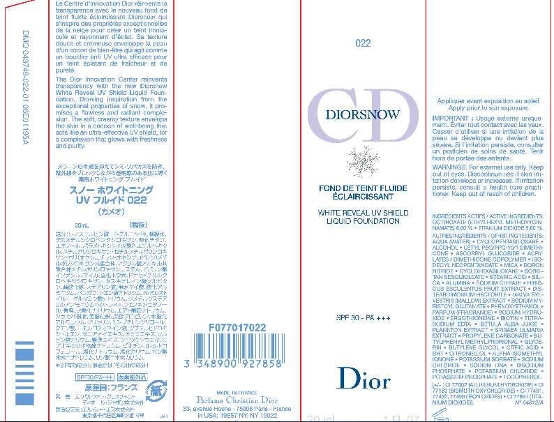 CD DiorSnow White Reveal UV Shield Foundation 022-Cameo