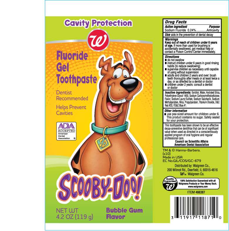 Walgreens Scooby Doo Fluoride Gel Toothpaste