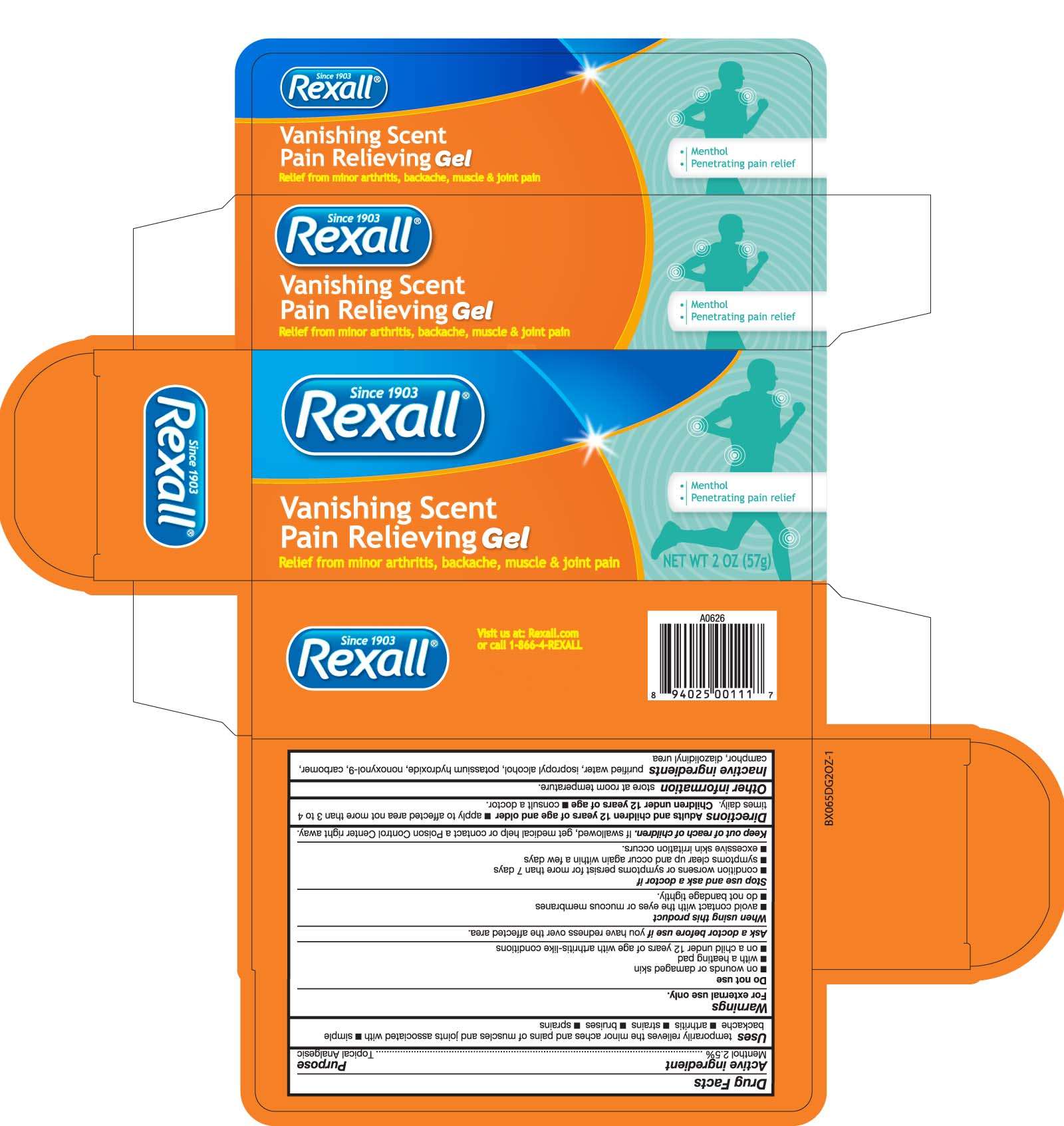 Rexall Vanishing Scent Pain Relieving