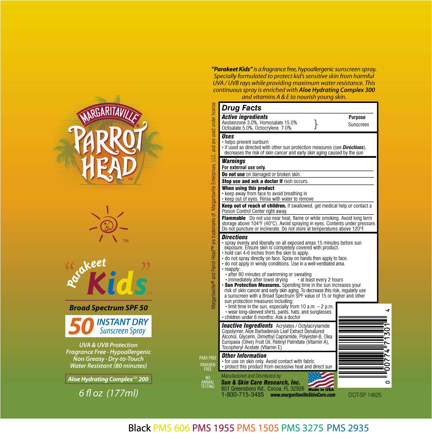 Parrot Head Parakeet Kids 50 Mist Sunscreen