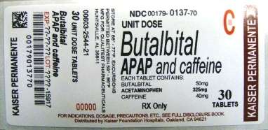 Butalbital, Acetaminophen and Caffeine