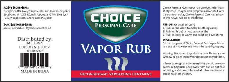 Choice Personal Care Vapor Rub