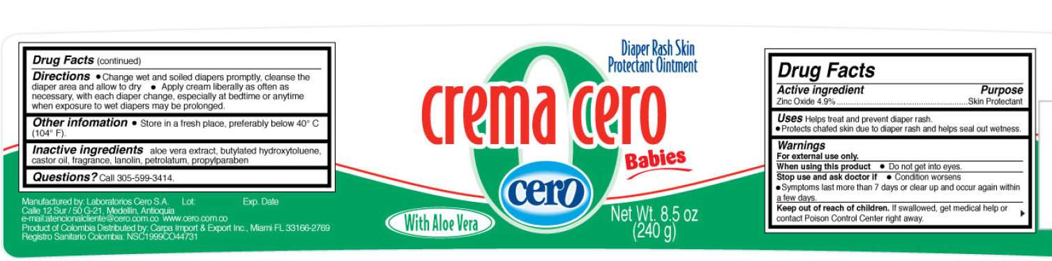 Diaper Rash Skin Protectant Crema Cero With Aloe Vera