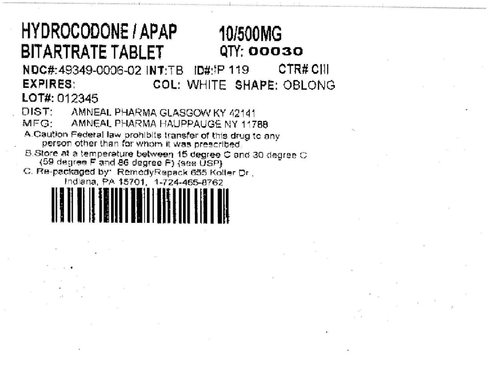 Hydrocodone Bitartrate and  Acetaminophen