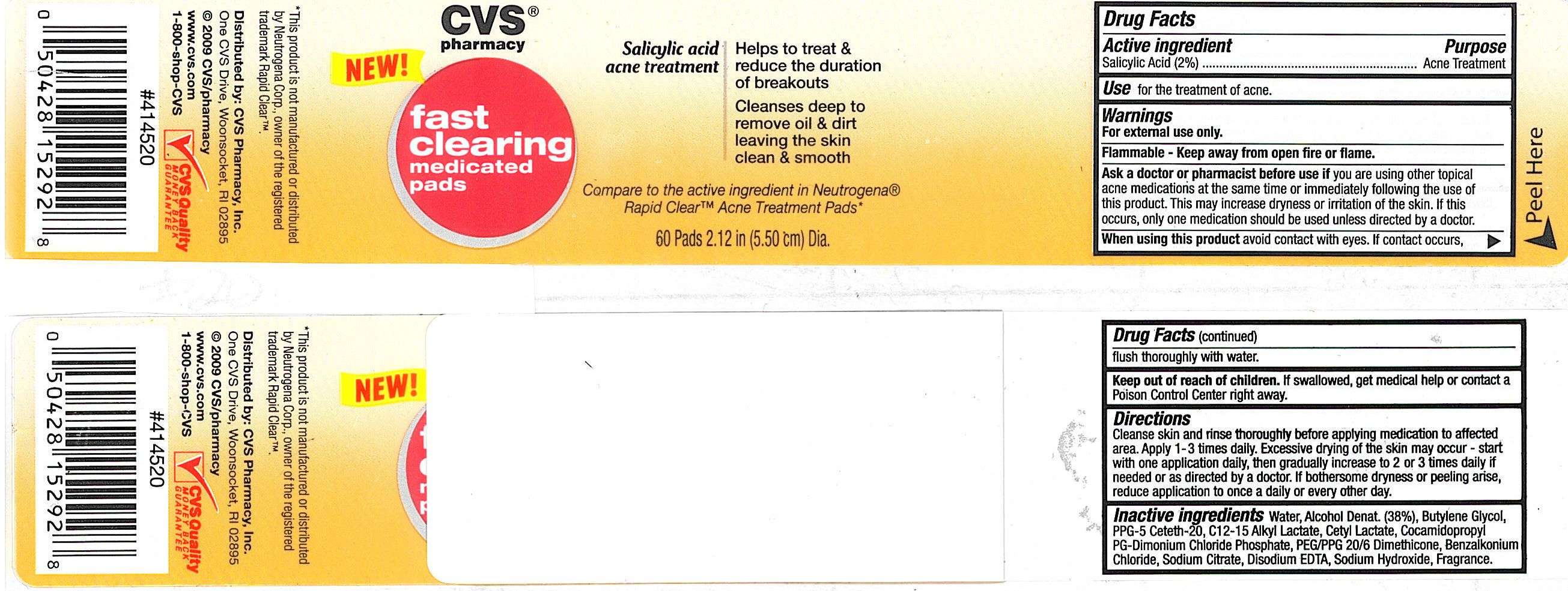 CVS Fast Clearing Medicated Pads