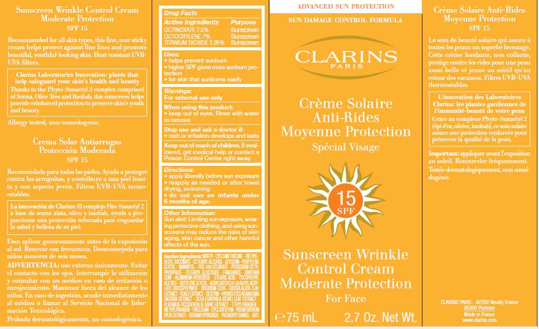 Clarins Sunscreen Wrinkle Control Moderate Protection SPF 15