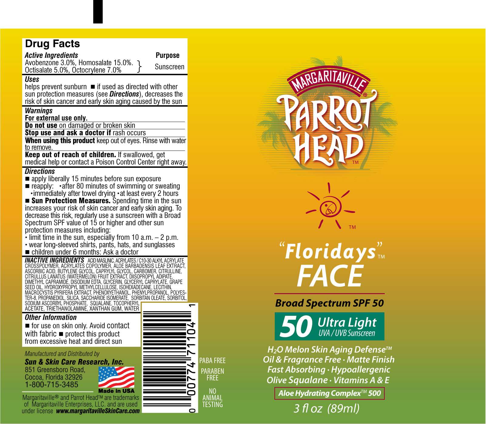 Parrot Head Floridays Face 50