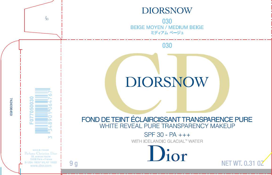 DIORSNOW WHITE REVEAL PURE TRANSPARENCY MAKEUP SPF 30 030 Medium Beige