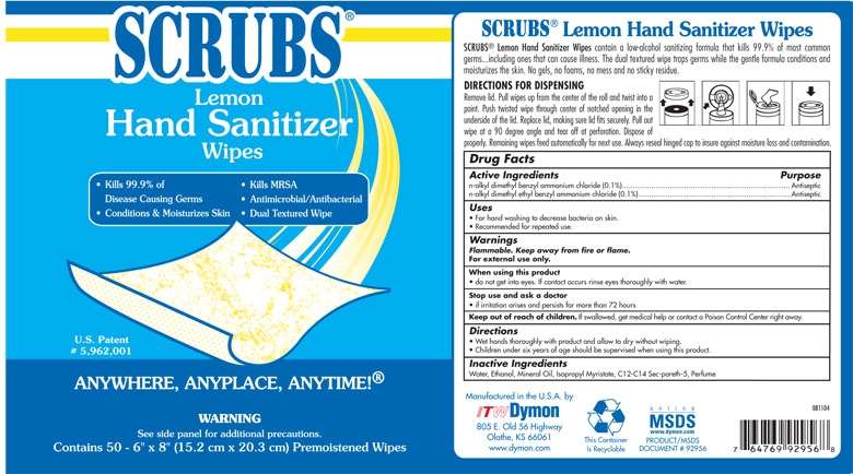 SCRUBS Lemon Hand Sanitizer Wipes