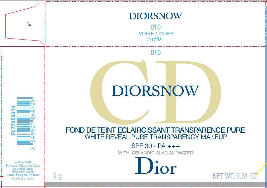 DIORSNOW WHITE REVEAL PURE TRANSPARENCY MAKEUP SPF 30 010 Ivory