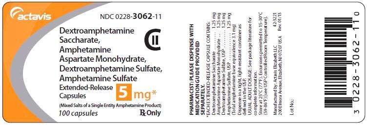 Dextroamphetamine saccharate, amphetamine aspartate monohydrate, dextroamphetamine sulfate, amphetamine sulfate