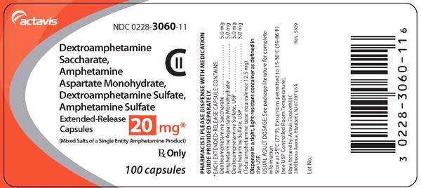 Dextroamphetamine saccharate, amphetamine aspartate monohydrate, dextroamphetamine sulfate, amphetamine sulfate