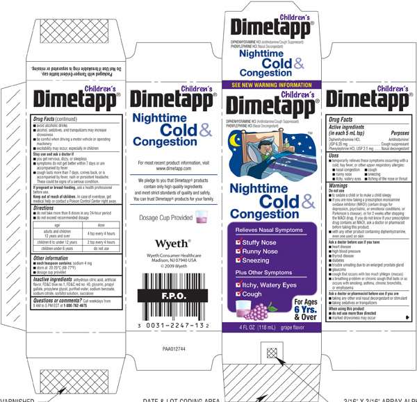CHILDRENS DIMETAPP NIGHTTIME COLD AND CONGESTION