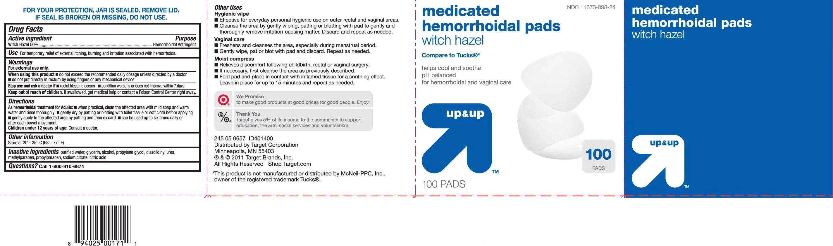 Up and Up Medicated Hemorrhoidal Pads