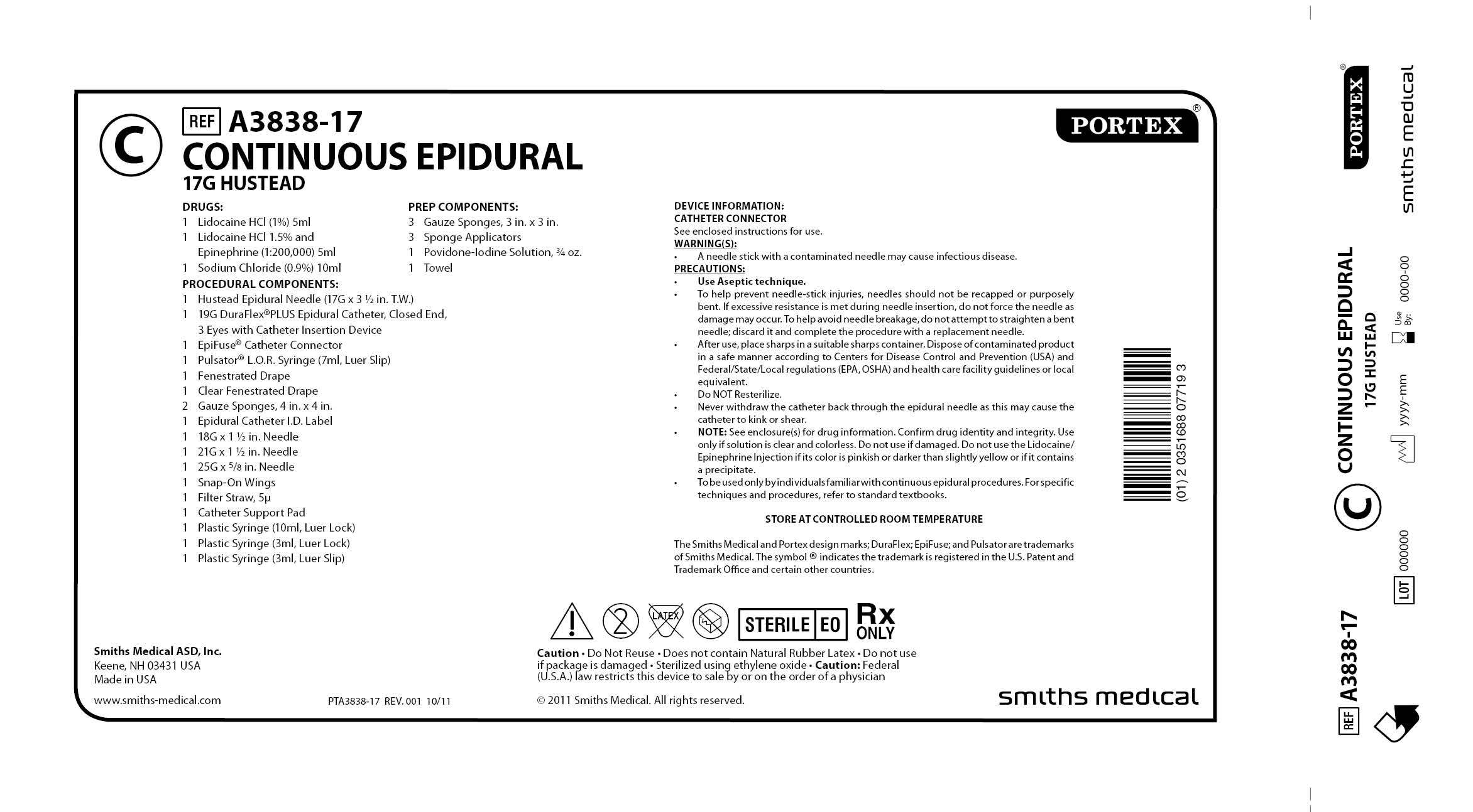 A3838-17 CONTINUOUS EPIDURAL 17G HUSTEAD