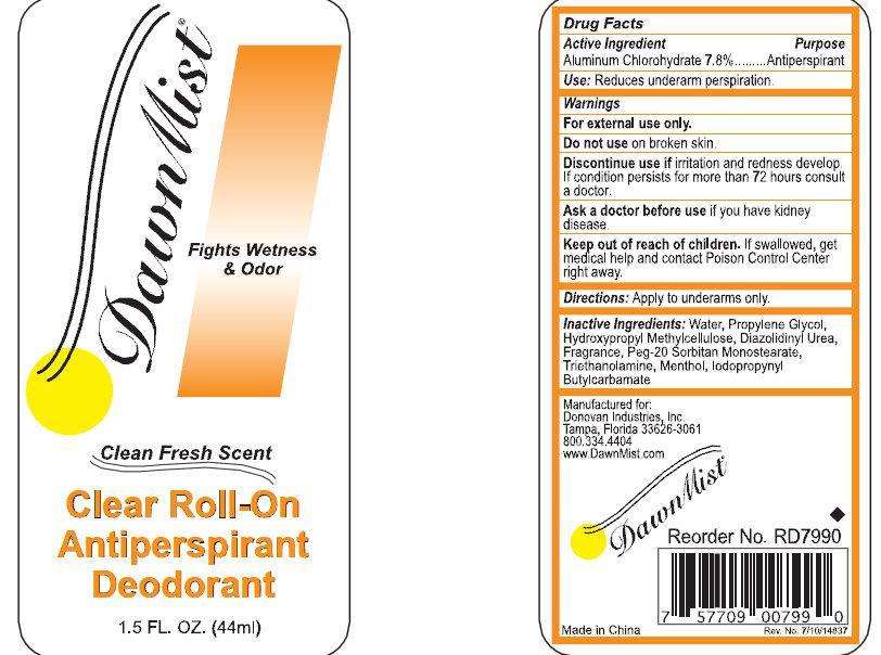 DawnMist Clean Fresh Scent Roll-On Antiperspirant Deodorant
