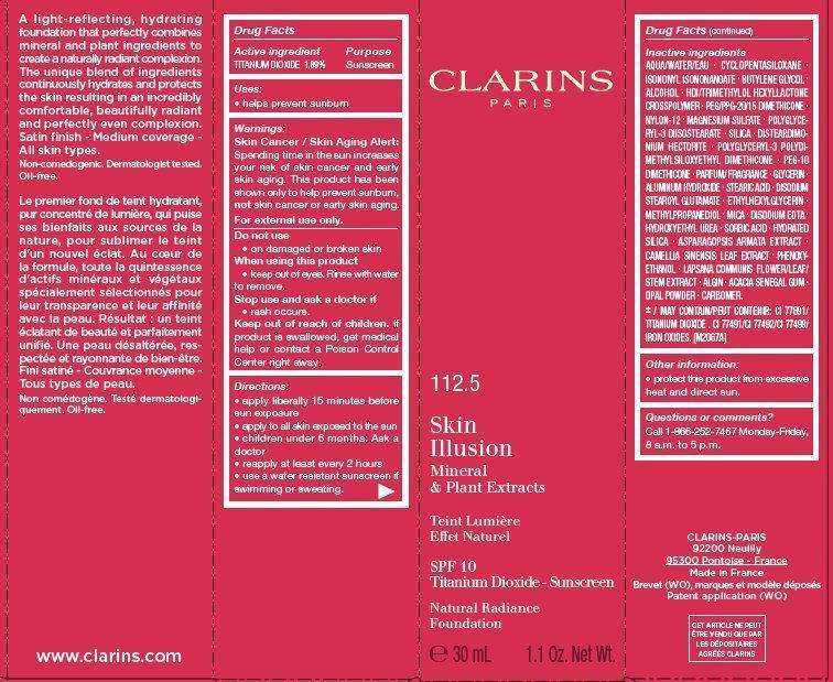 CLARINS Skin Illusion SPF 10 Natural Radiance Foundation Tint 112.5