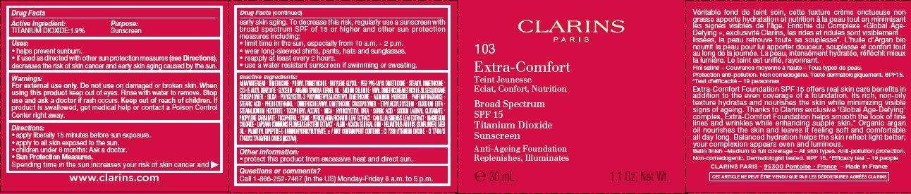 CLARINS Extra-Comfort Broad Spectrum SPF 15 Sunscreen Tint 103