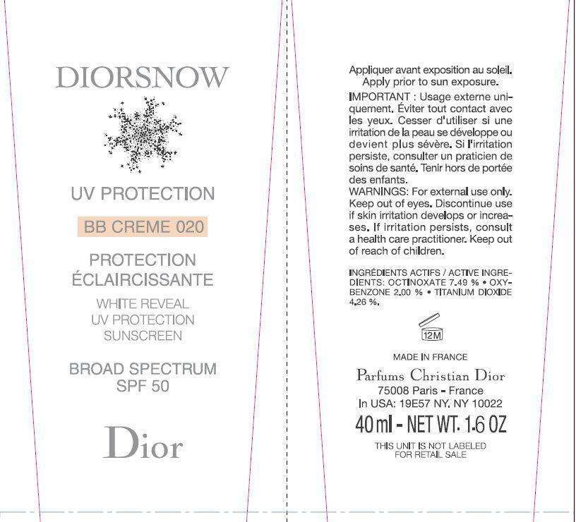 DIORSNOW BB Creme 020 White Reveal UV Protection Sunscreen Broad Spectrum SPF 50