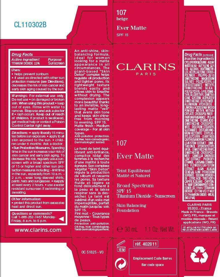 CLARINS Ever Matte Broad Spectrum SPF 15 Tint 107