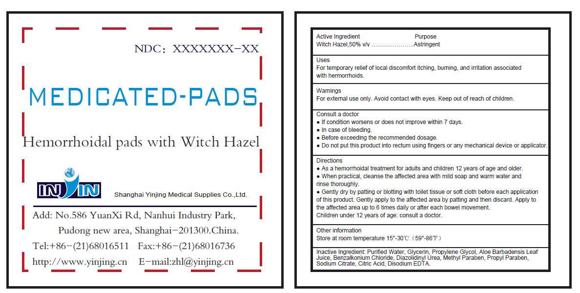 MEDICATED-PADS Hemorrhoidal Pads with Witch Hazel