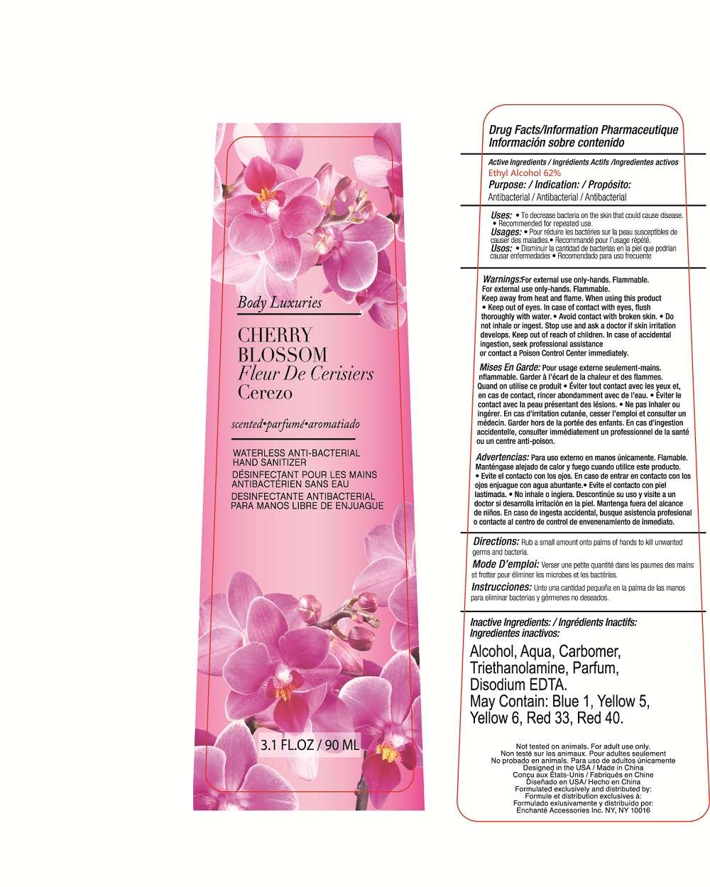 Body Luxuries Cherry Blossom Waterless Anti-bacterial Hand Sanitizer