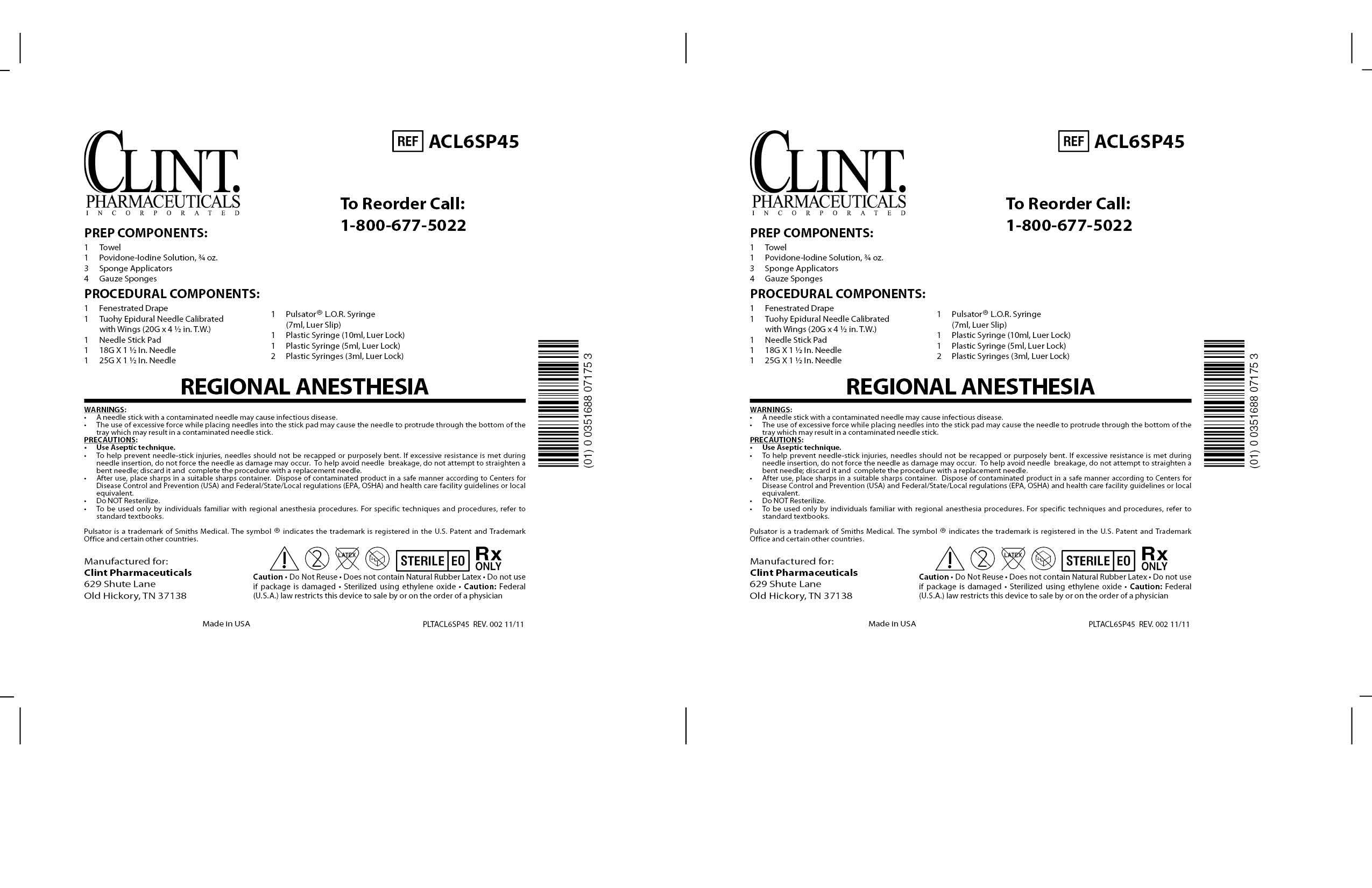 ACL6SP45 REGIONAL ANESTHESIA