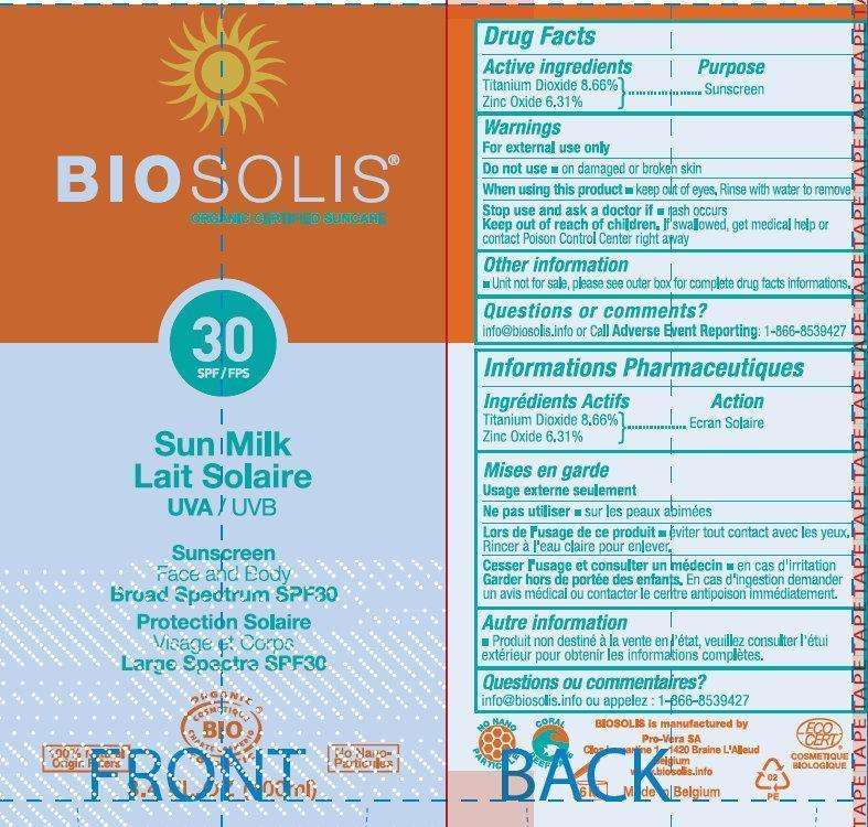 BIOSOLIS Sun Milk UVA Sunscreen Face and Body Broad Spectrum SPF30