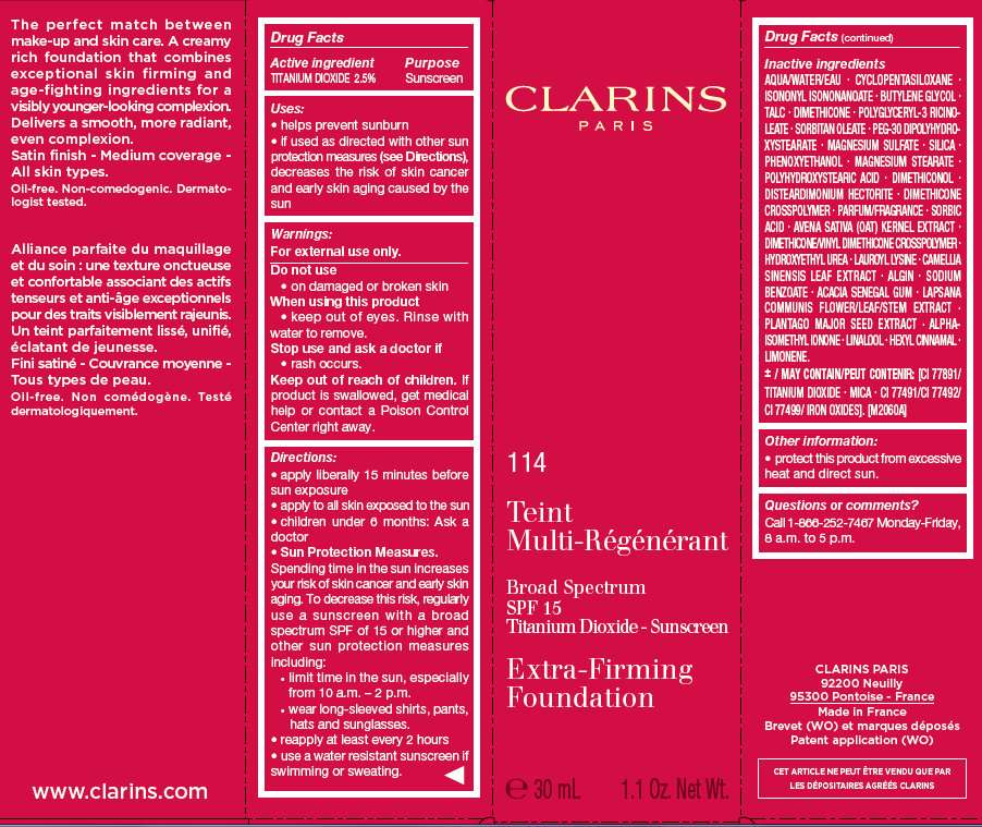 CLARINS Broad Spectrum SPF 15 Sunscreen Extra-Firming Foundation Tint 114