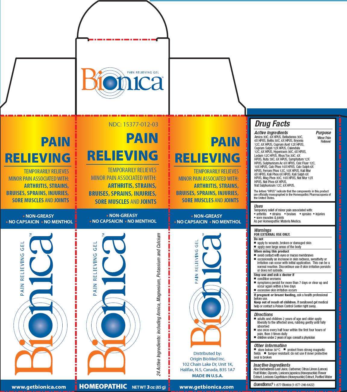 Bionica Pain Relieving Gel