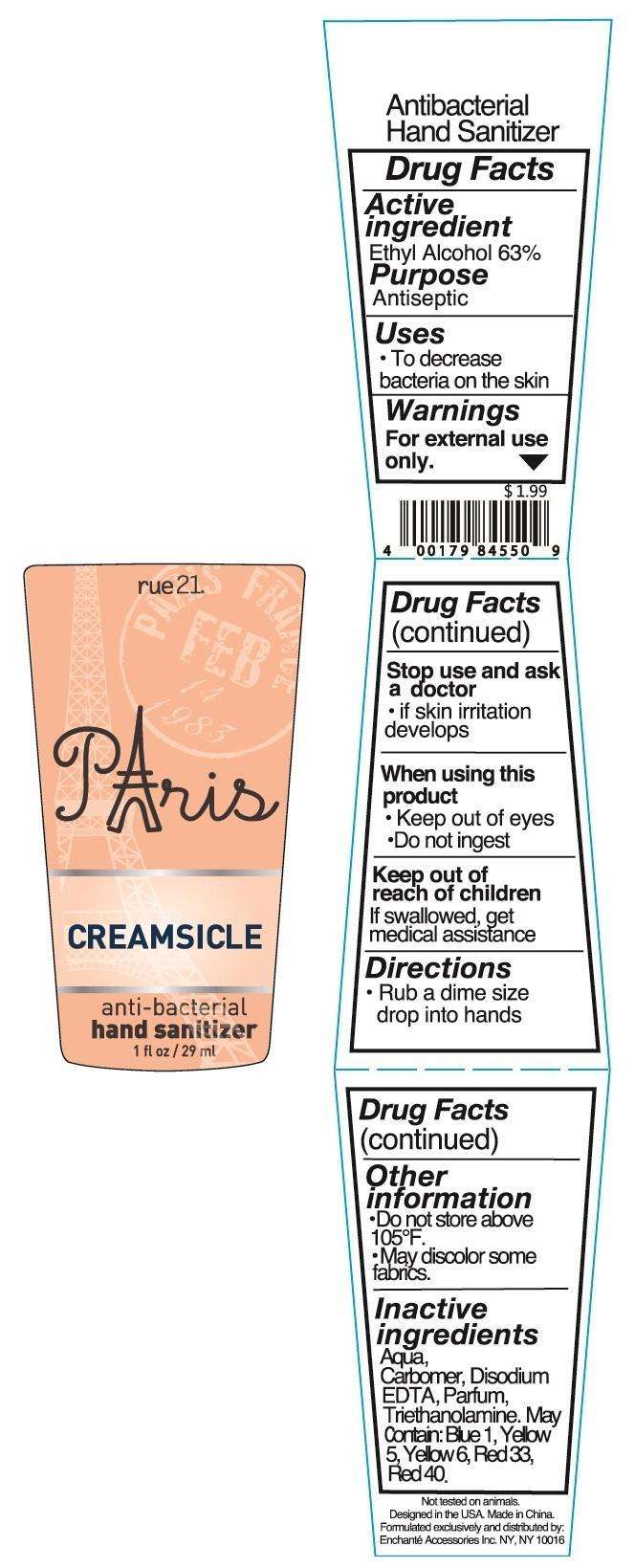 RUE 21 Paris Creamsicle Anti Bacterial Hand Sanitizer
