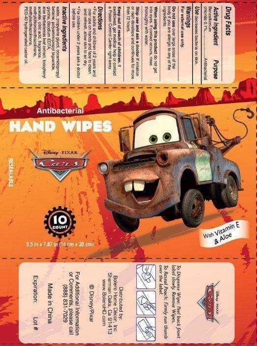 Disney PIXAR Cars Antibacterial Hand Wipes