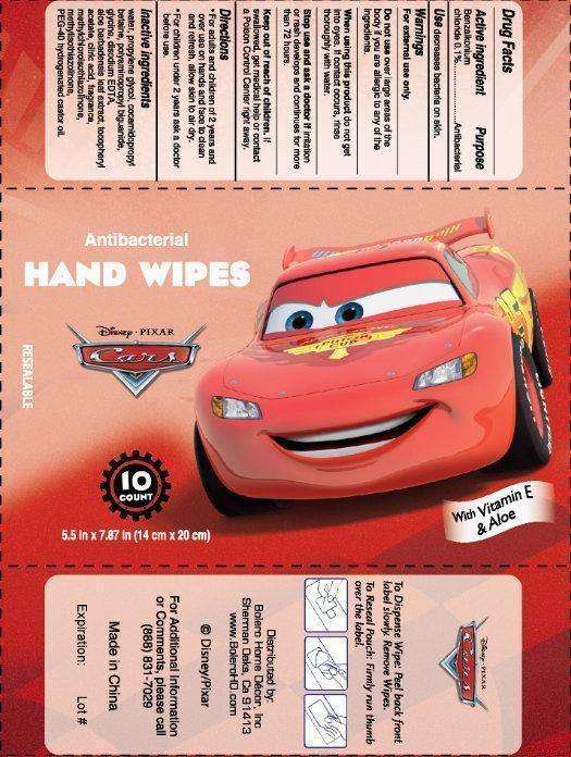 Disney PIXAR Cars Antibacterial Hand Wipes