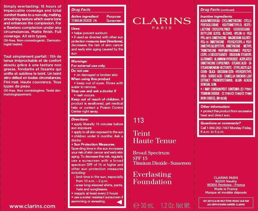 CLARINS Broad Spectrum SPF 15 Everlasting Foundation Tint 113