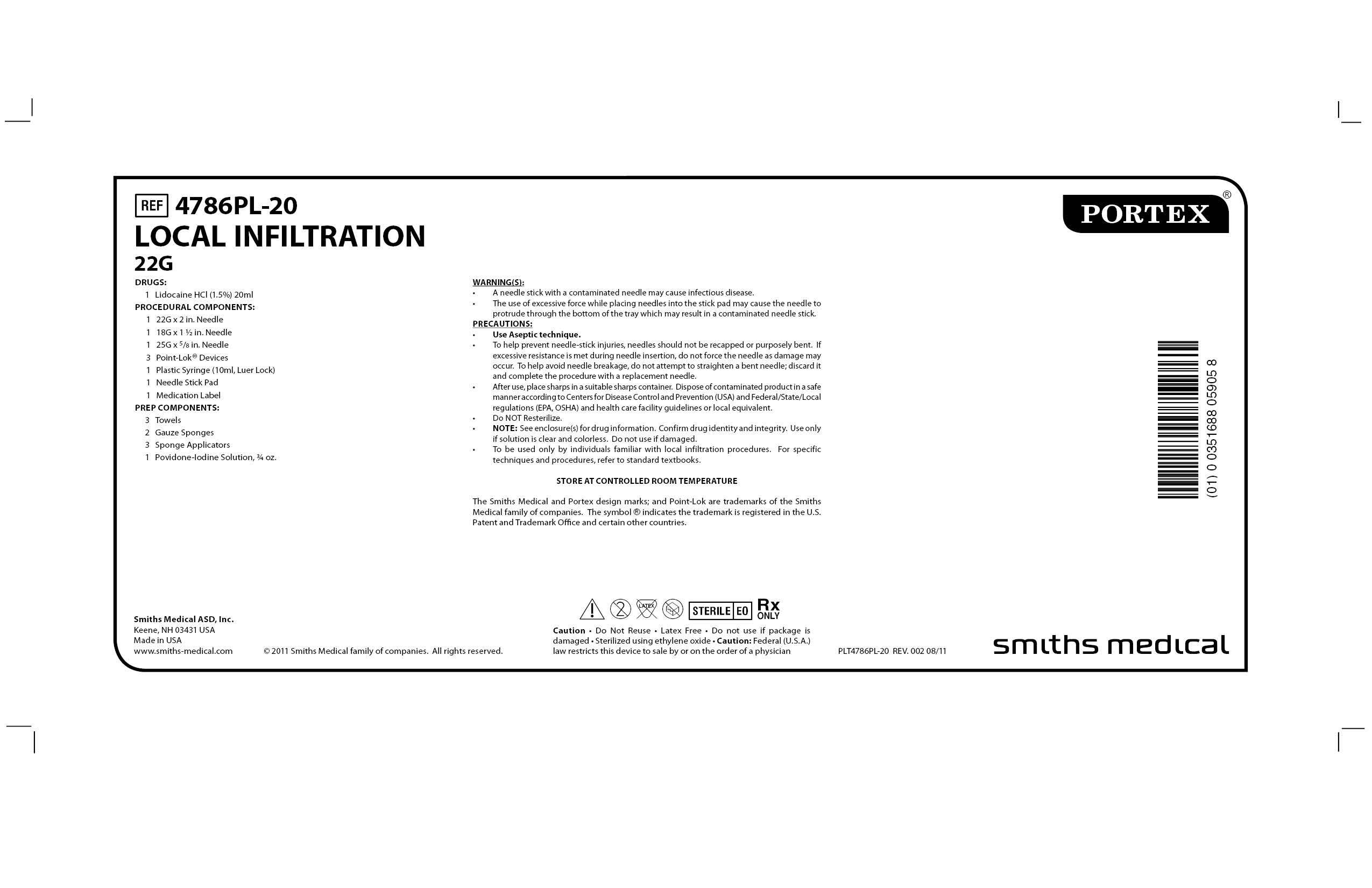 4786PL-20 LOCAL INFILTRATION 22G