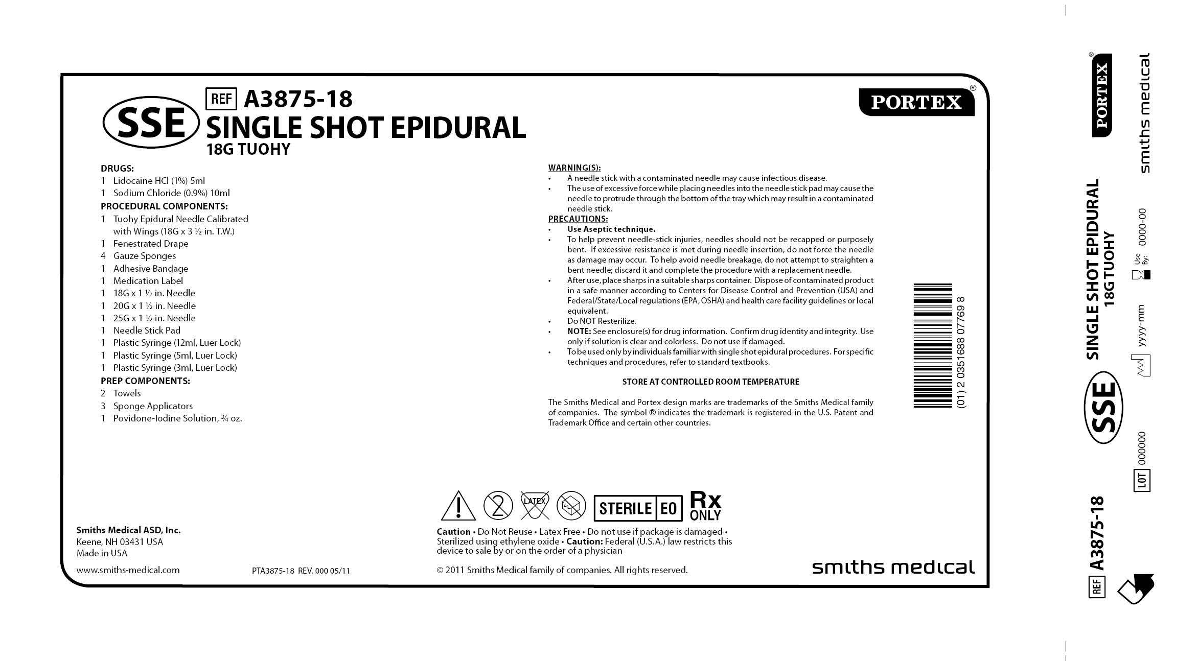 A3875-18 SINGLE SHOT EPIDURAL