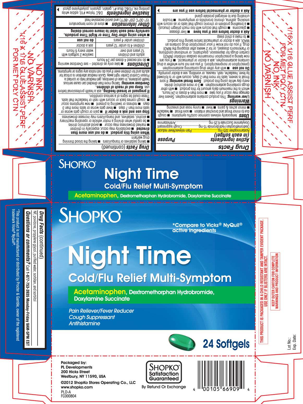 Night time cold/flu relief multi symptom