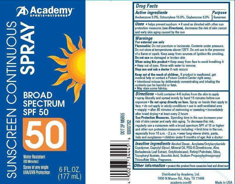Academy Sports Outdoors SUNSCREEN CONTINUOUS SPORT BROAD SPECTRUM SPF 50 Water-Resistant