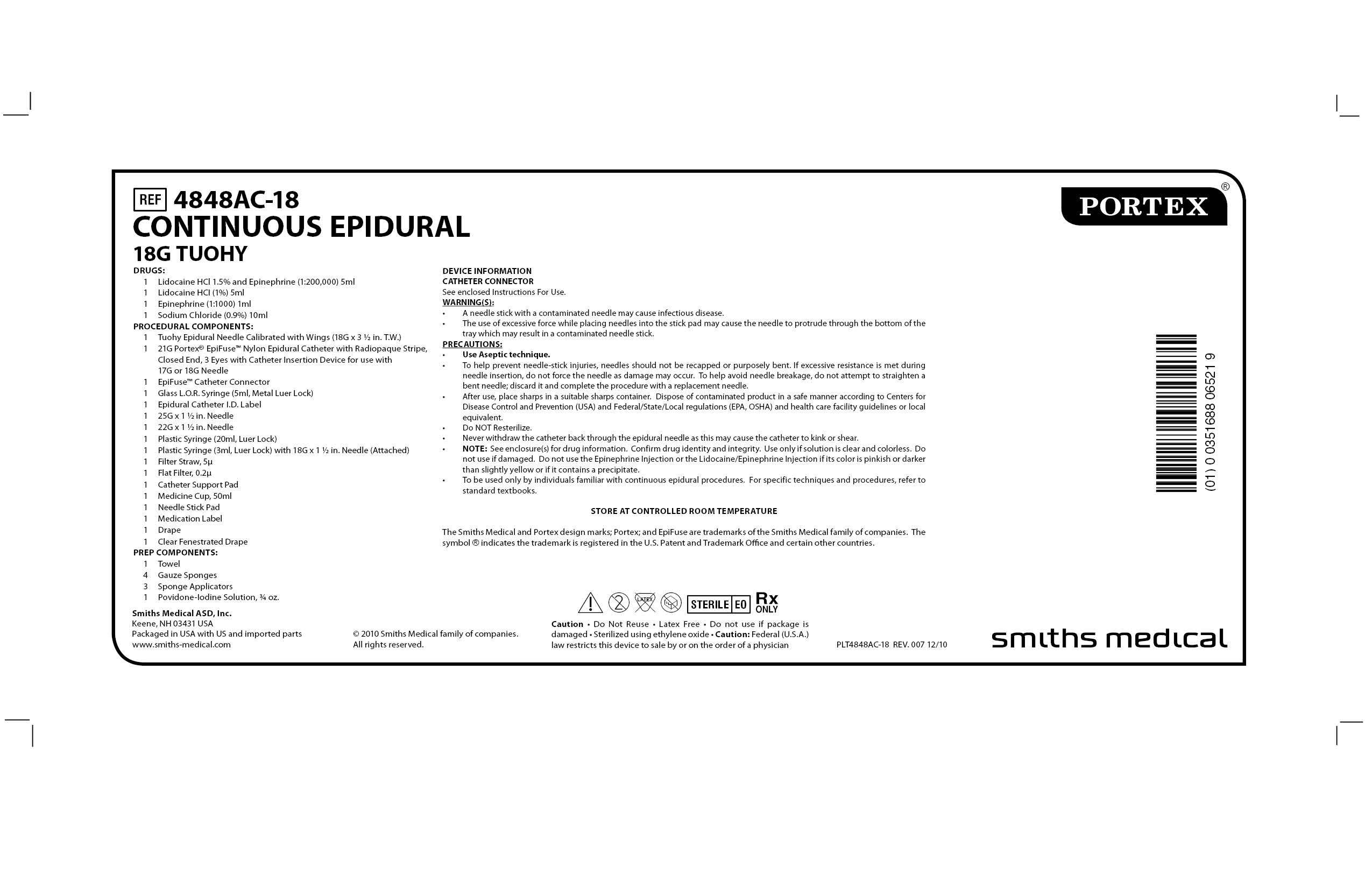 4848AC-18 CONTINUOUS EPIDURAL 18G TUOHY