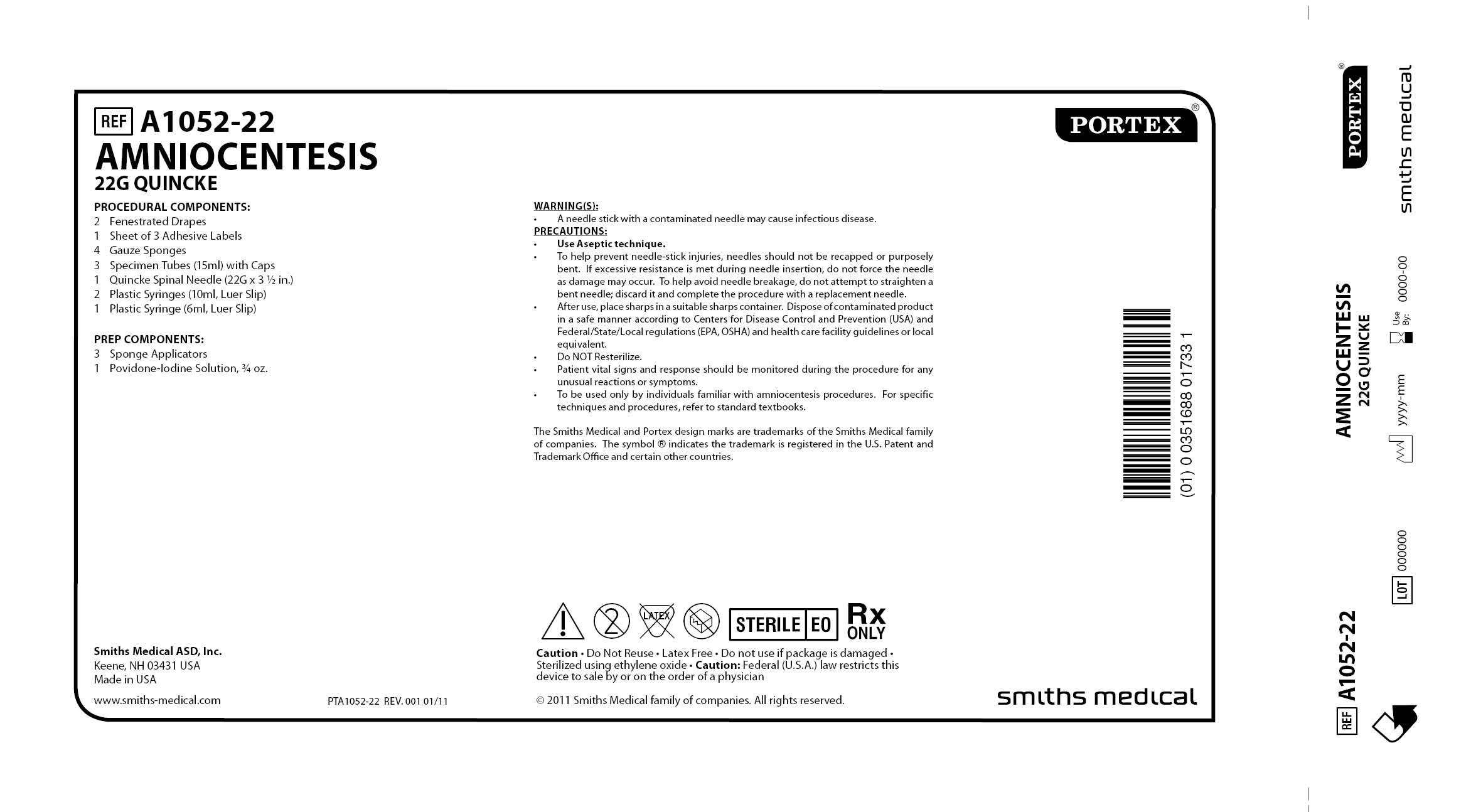 A1052-22 AMNIOCENTESIS 22G QUINCKE