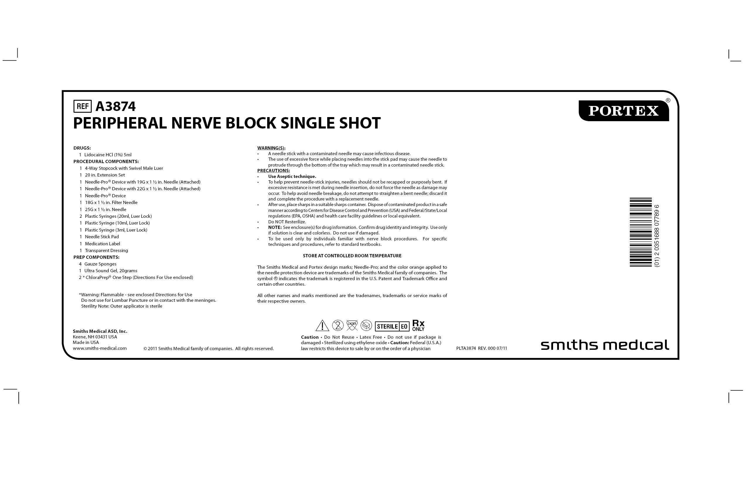 A3874 PERIPHERAL NERVE BLOCK SINGLE SHOT