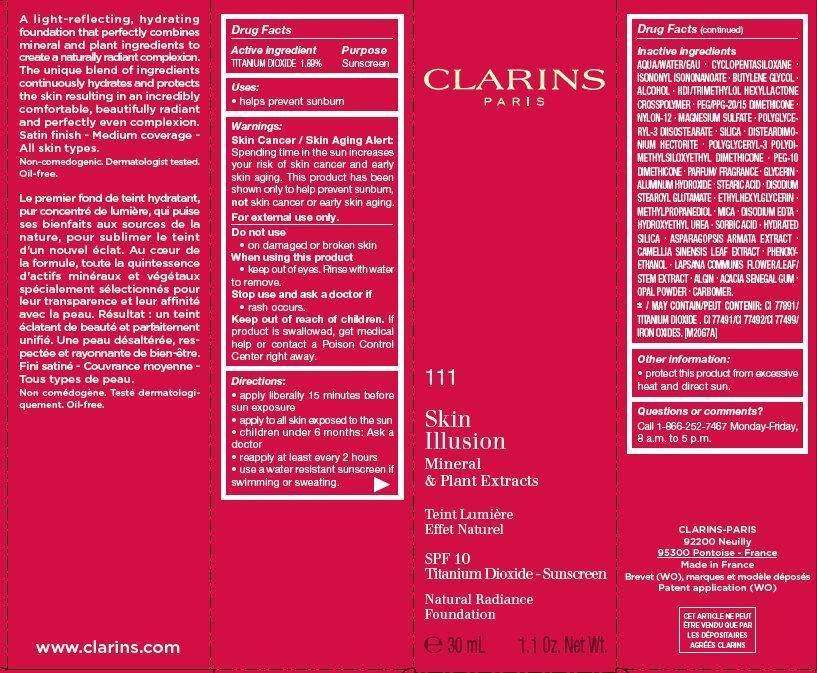 CLARINS Skin Illusion SPF 10 Natural Radiance Foundation Tint 111