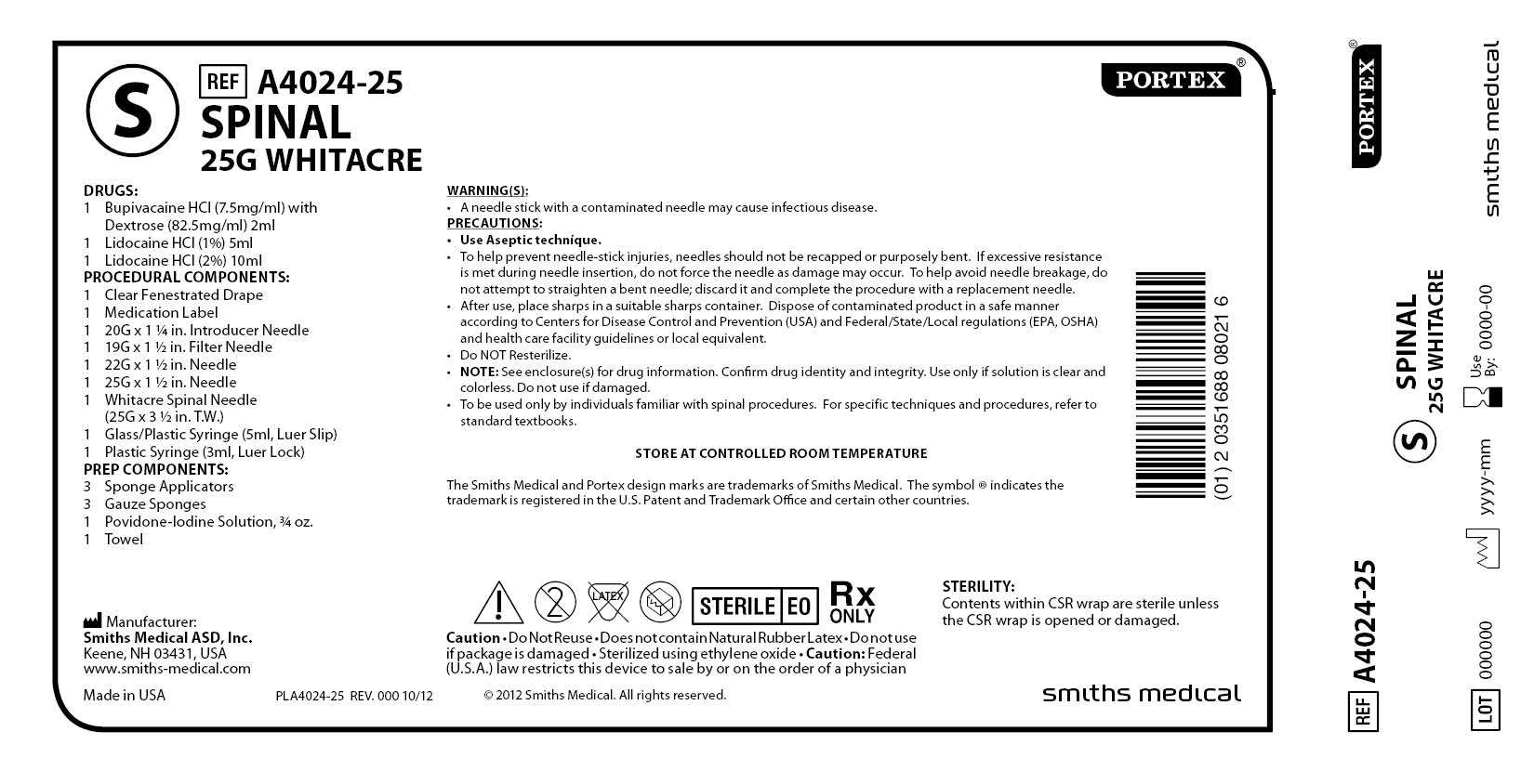 A4024-25 SPINAL 25G WHITACRE