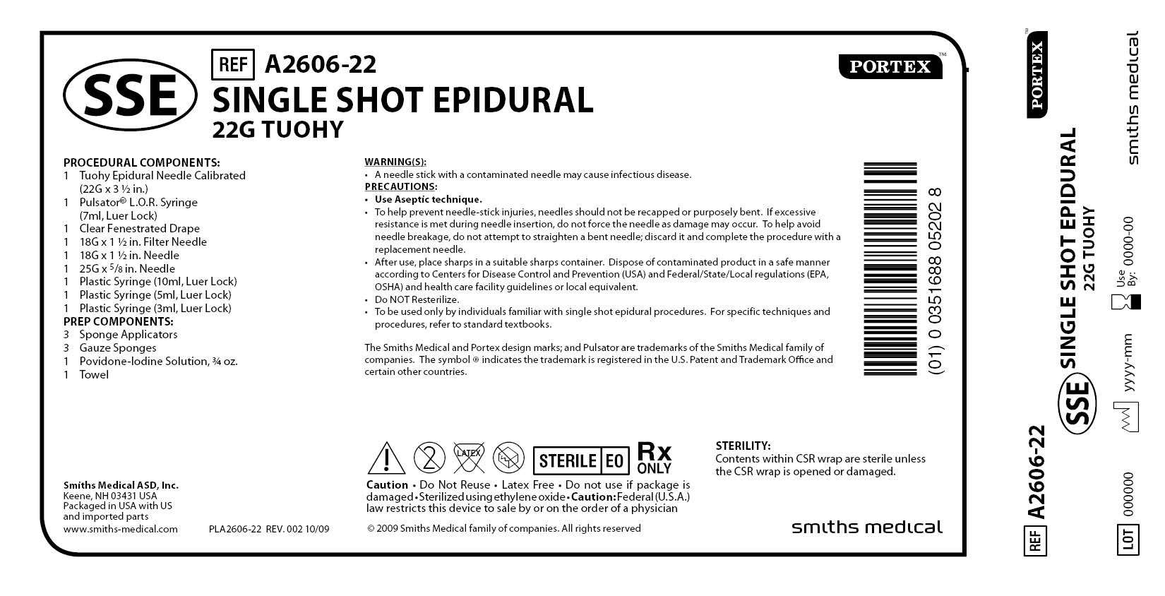 A2606-22 SINGLE SHOT EPIDURAL