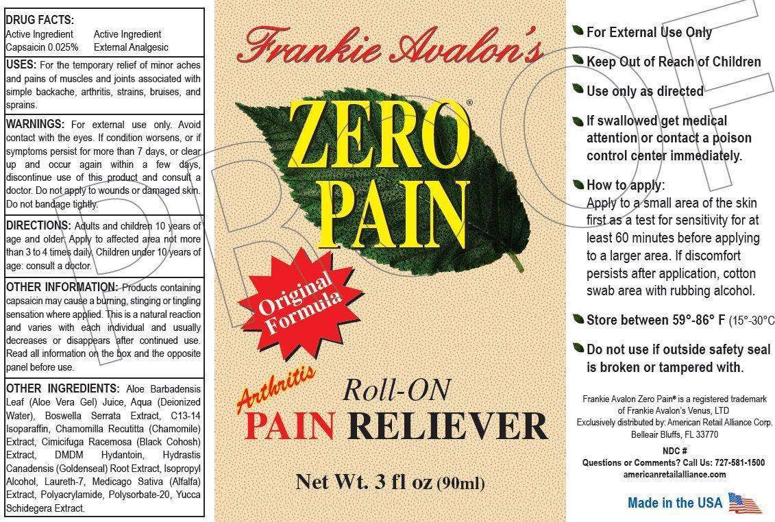 Frankie Avalons ZERO PAIN Original Formula Roll-On Maximum Strength PAIN RELIEVER