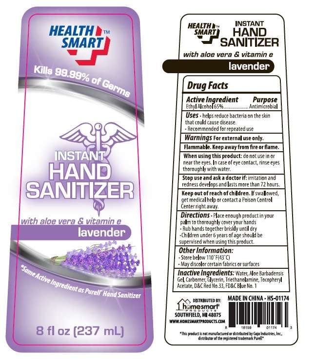 Health Smart Instant Hand Sanitizer with aloe vera and vitamin e lavender