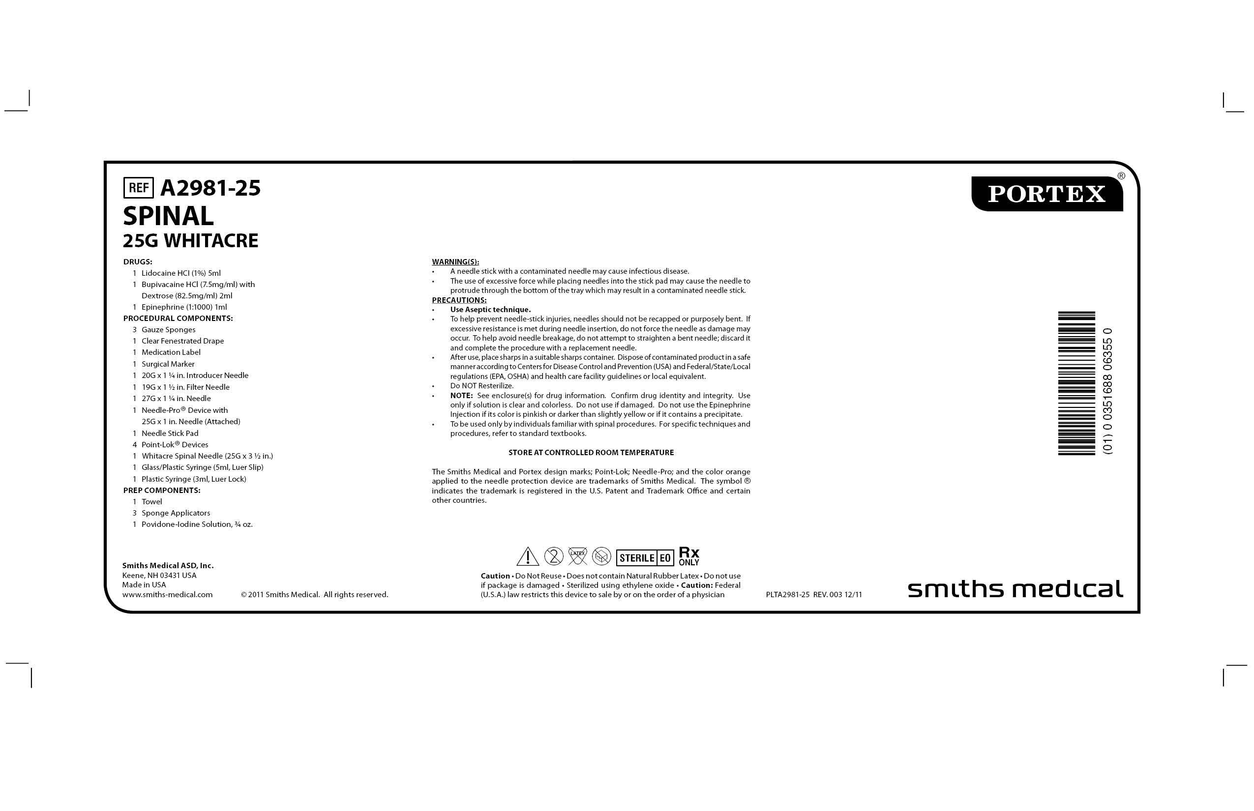 A2981-25 SPINAL 25G WHITACRE