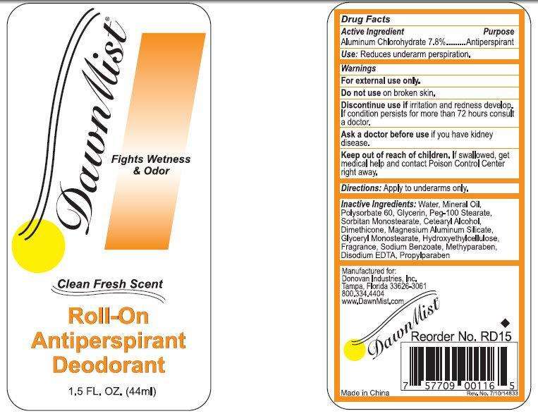 DawnMist Clean Fresh Scent Roll-On Antiperspirant Deodorant