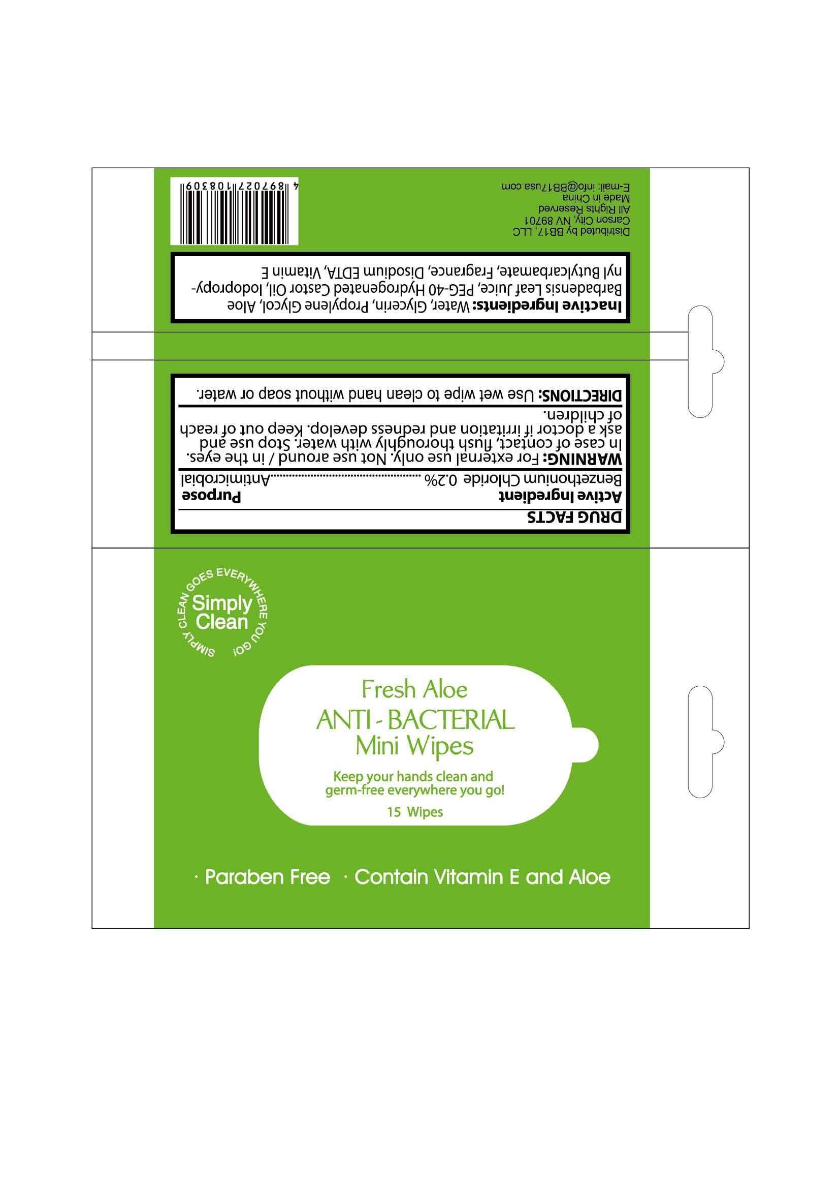 ANTIBACTERIAL MINI WIPES Fresh Aloe