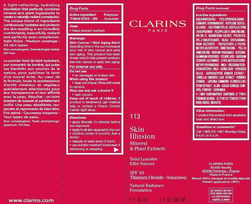 CLARINS Skin Illusion SPF 10 Natural Radiance Foundation Tint 113